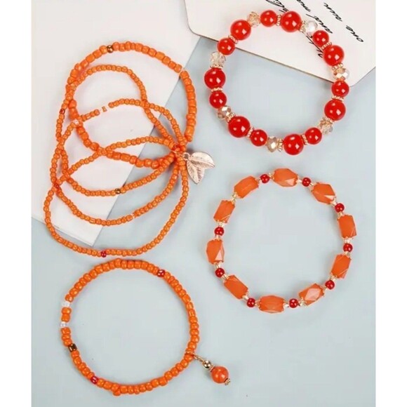 Boho Style Leaf Pendant Beaded 4-pc. Bracelet Set - Picture 3 of 7
